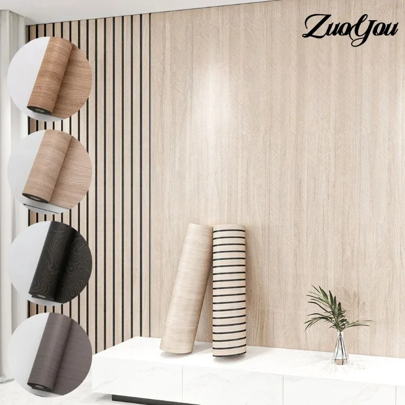 

3M/Roll Wood Grain Texture Self-Adhesive Wallpapers Home Decor Vinyl Foam Wall Panels with Adhesive Living Room Walls Cladding