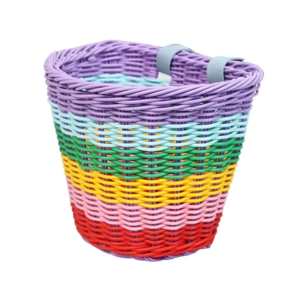 Waterproof Bike Basket Vibrant Hand-woven Bicycle Basket Spacious Easy-to-install Front Basket for Toddler Tricycles Stylish