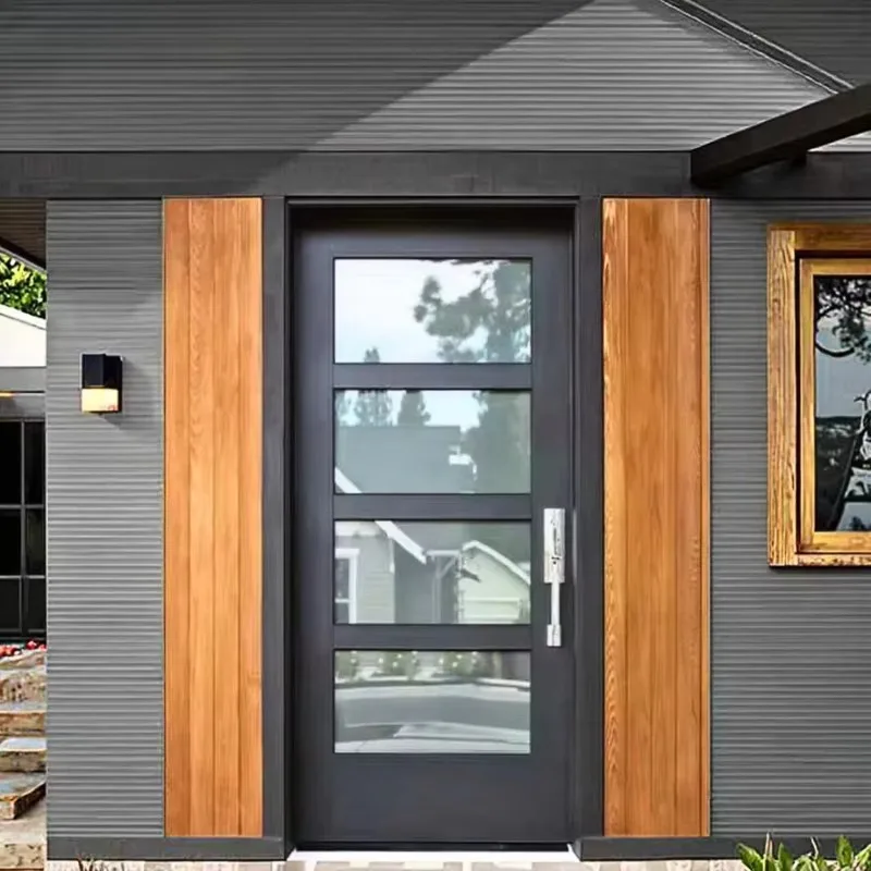 Customized Casement Aluminium Alloy Glass Door Exterior Security Entrance Steel Main Doors