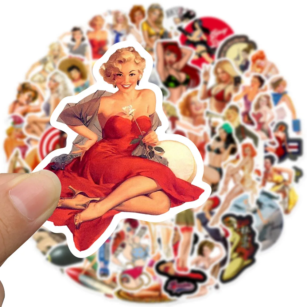 10/50PCS Retro World War II Sexy Pin Up Girl Stickers Poster Decals Toys DIY Kids Car Phone Motorcycle Luggage Laptop Sticker