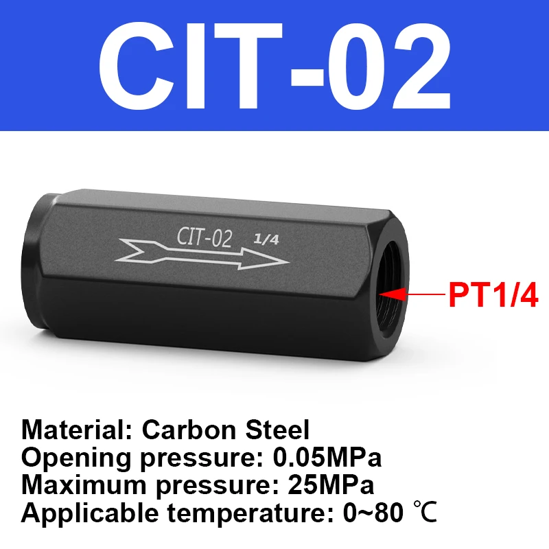 Hydraulic One-Way Valve CIT-02 CIT-03 CIT-04 CIT-06 High-Pressure Straight Through Safe Check Valve