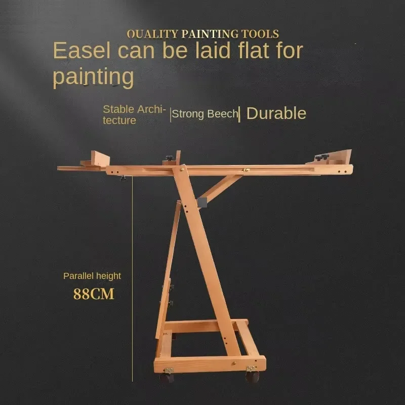 Professional Large Versatile Studio H-frame Easel Beech Wood Painting Floor Easel Stand For Artist