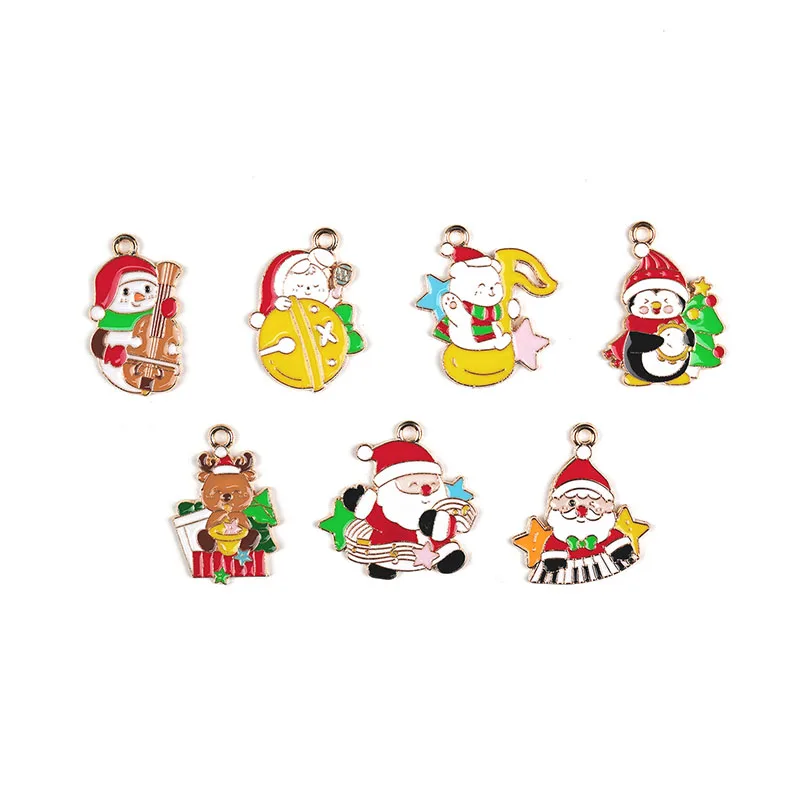 

10pcs Christmas Series Enamel Charms Small Pendant Xmas Gifts DIY Handmade Jewelry Making Finding