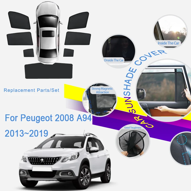 Car Coverage Sunshade For Peugeot 2008 A94 2013 2014 2015 2016 2017 2018 2019 Anti-UV Net Sunscreen Visor Sun Shade Accessories