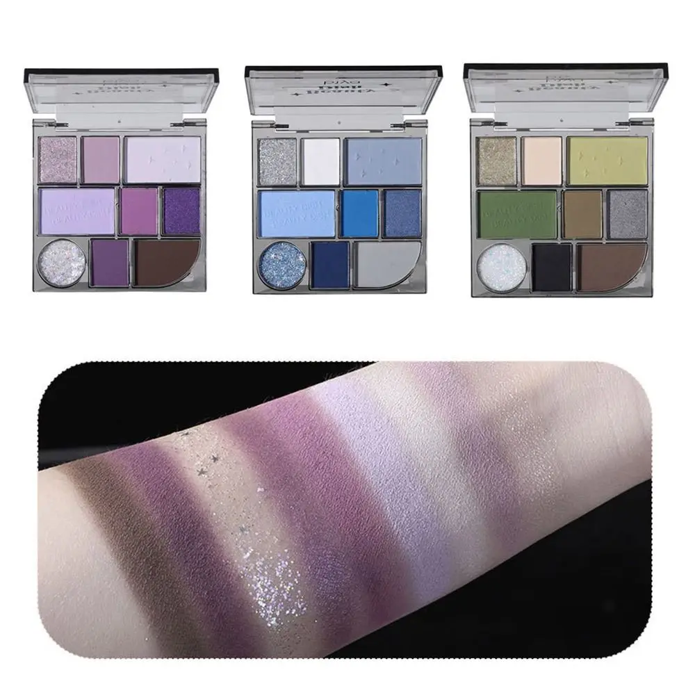 Langlebiger Lidschatten Mehrzweck rauchiges Make-up matt schimmernder Glitzer Lidschatten 9 Farben wasserdichte Mixer Palette Frauen