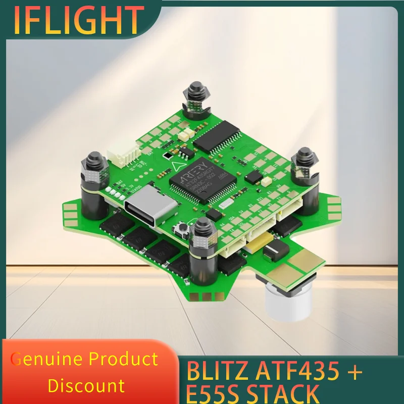 

IFlight BLITZ ATF435 55A Stack BLITZ ATF435 Flight Control Bec Output w/ E55S 55A 4-IN-1 2-6S ESC For FPV Racing Drone