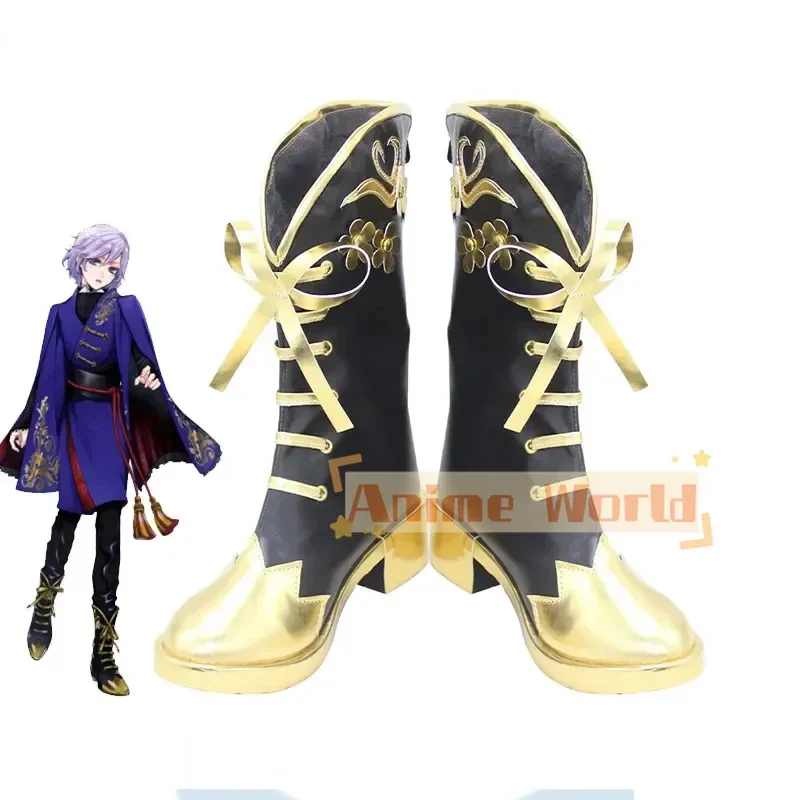 

Game Twisted Wonderland Epel Felmier Cosplay Shoes Golden High Heel PU Shoes Halloween Carnival Boots Cosplay Props Custom Made