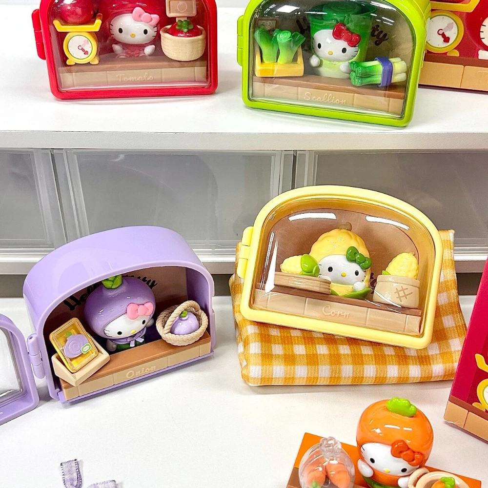 Sanrio Hello Kitty Fresh Veggie Shop Blind Box Official Kawaii Micro Scene Cartoon Figure for Desk Decor Gift Collectible Toy view 6