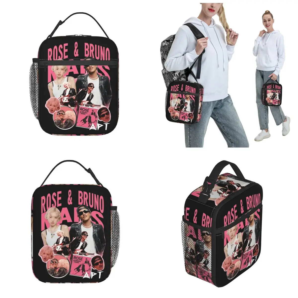 ROSE Bruno Mars APT Apateu Insulated Lunch Bag Storage Food Box Portable Thermal Cooler Lunch Boxes For School Office