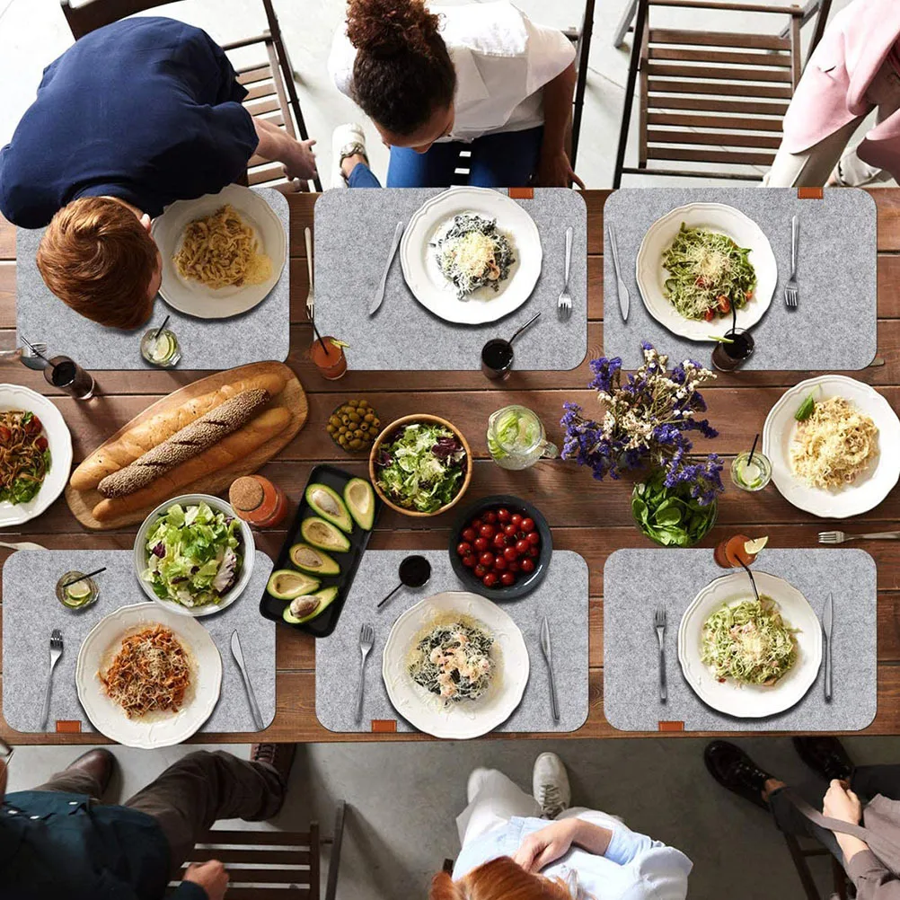 

12Pcs Simple Felt Placemat for Dining Table Washable Heat Insulation Mat Felt Coaster Home Hotel Kitchen Use