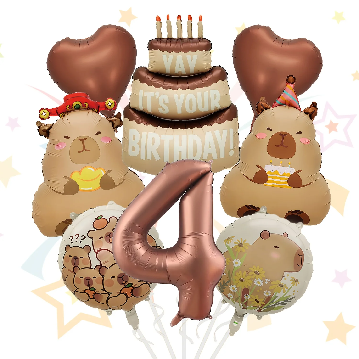 1 Set Cartoon-Tier Capybara-Thema Geburtstagstorten-Ballon-Banner Kinderparty-Dekorationen Zahlen-Folienballon Babyparty-Geschenke