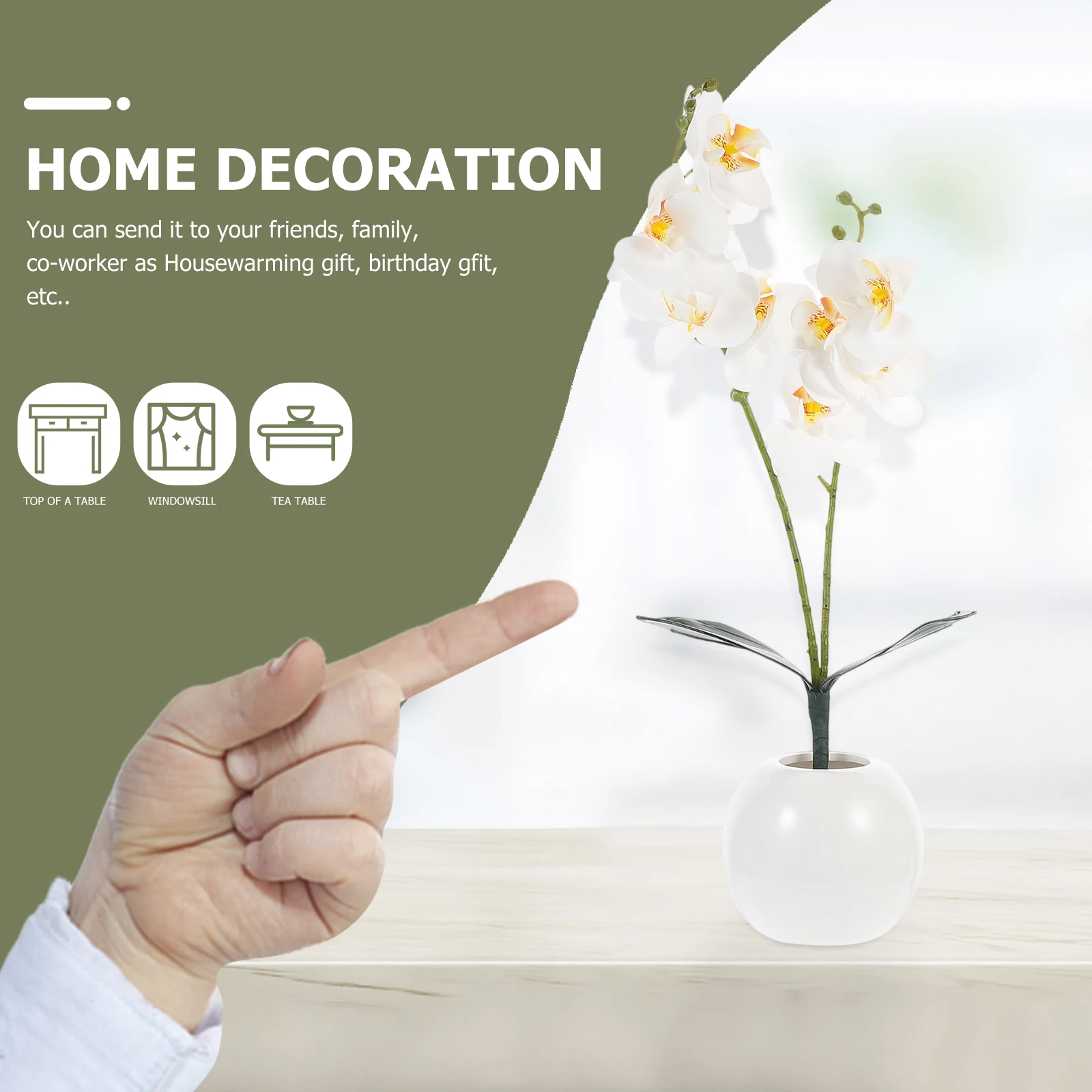 

Simulated Phalaenopsis Artificial Orchid Bonsai Fake Flower Decoration For Home Wedding Desktop Gravel Potted Long-Lasting