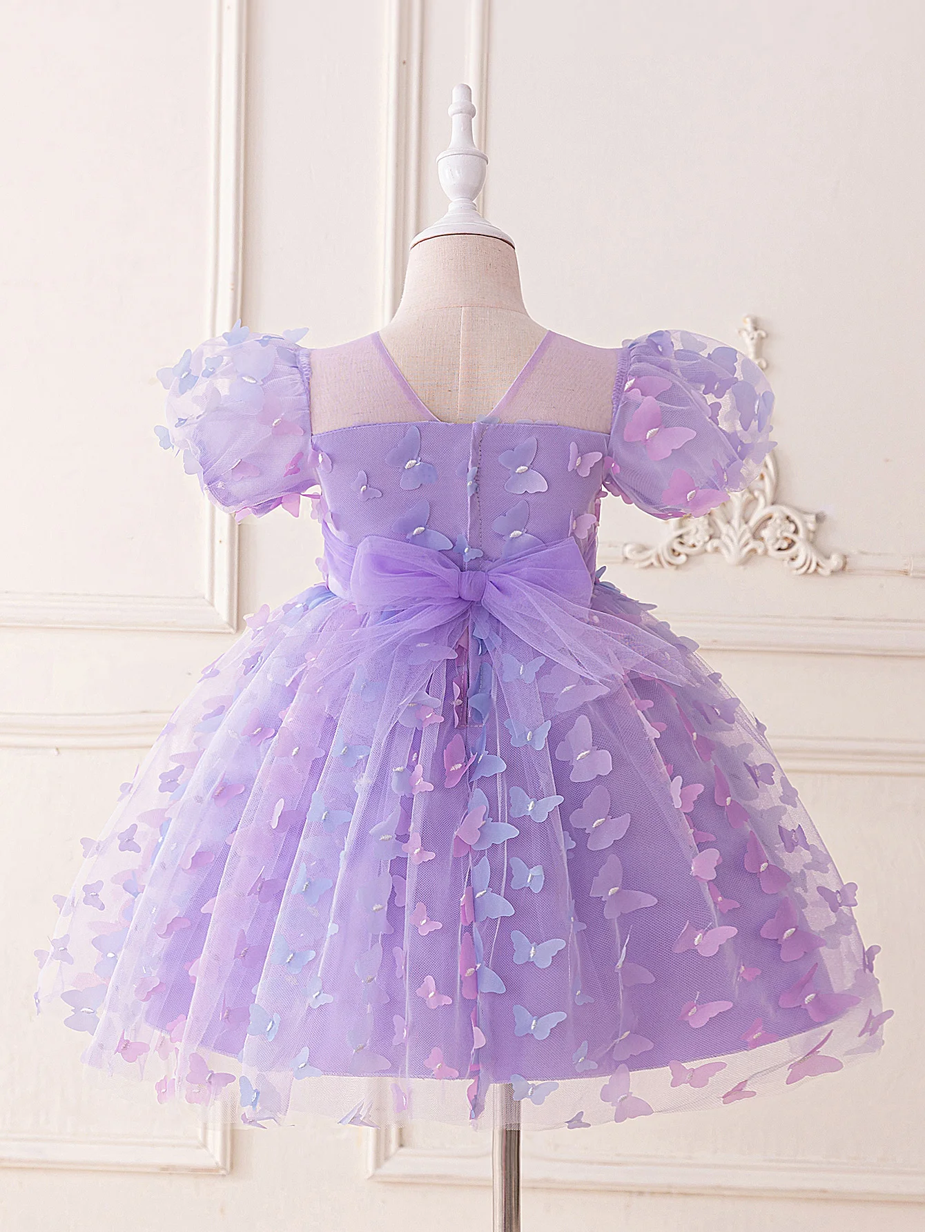 Gradient Butterfly Party Girls Dress Elegant Bridesmaid Birthday Princess Dress For Girl Bow Wedding Christmas Prom Gown Vestido