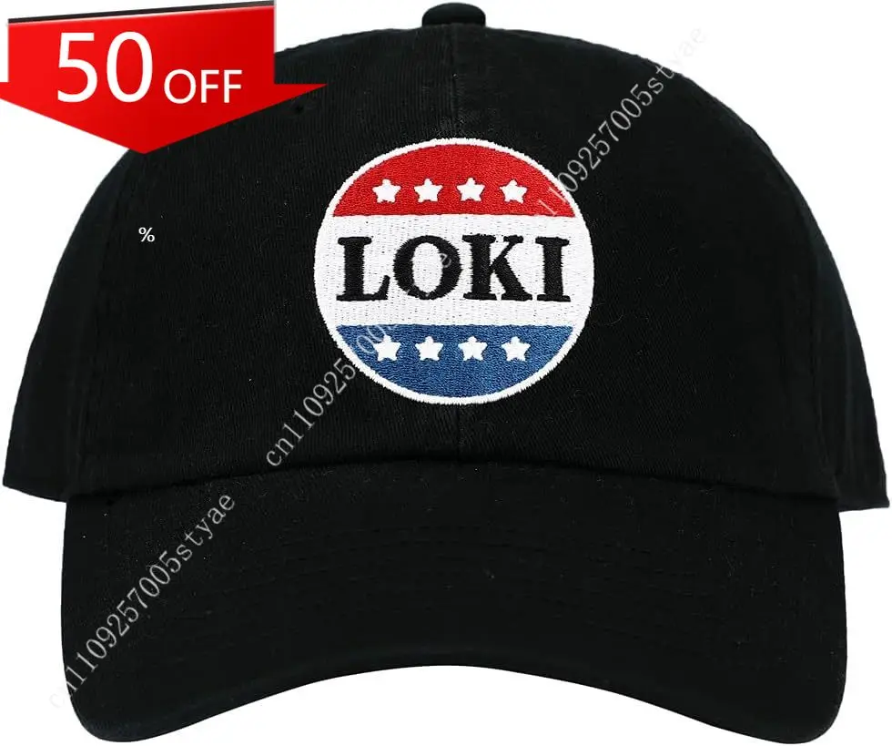 

Marvel Bioworld Loki Red White and Blue Button Embroidered Black Cotton Twill Hat