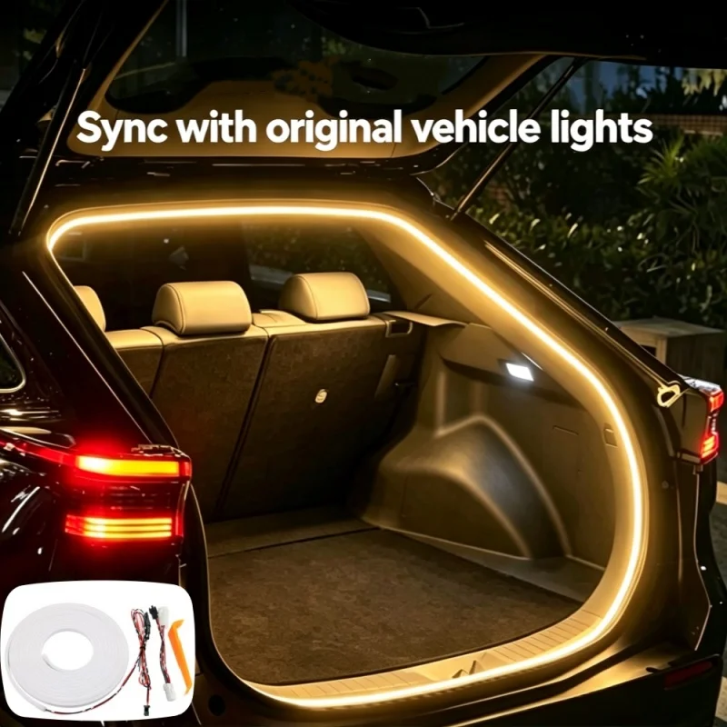 For MG ZS / MG4 EV Car Trunk Light Strip On/Off Scanning Trunks Lights Waterproof Flexible Atmosphere Lamp Accessories