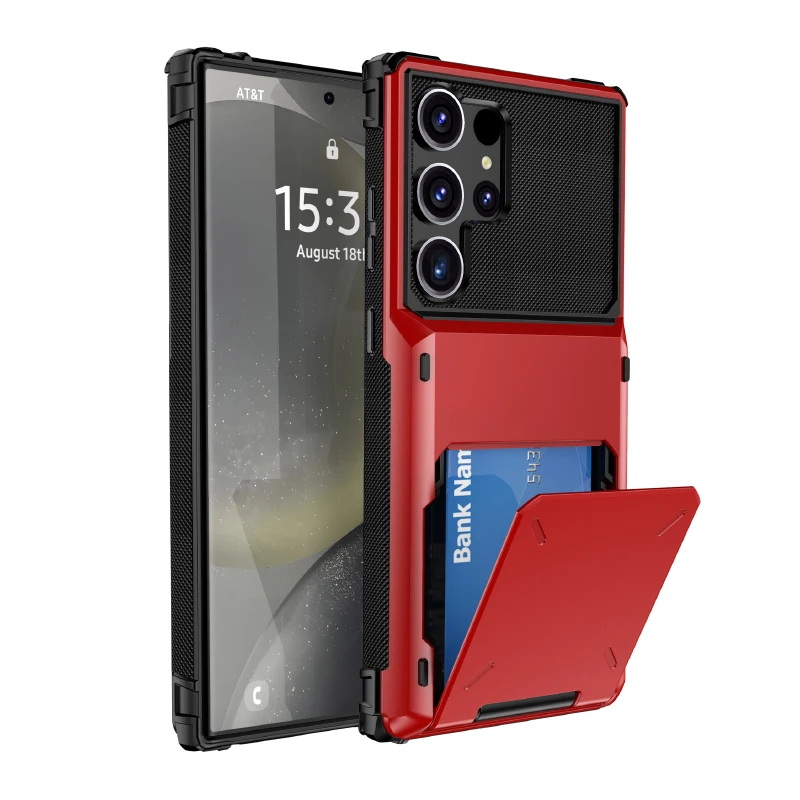 180 ° Flip Wallet Card Slot Hard PC+Soft TPU Handyhülle für Samsung S25 Ultra Edge S23 S20 S21 S22 S24 Ultra Plus FE Bumper Cover