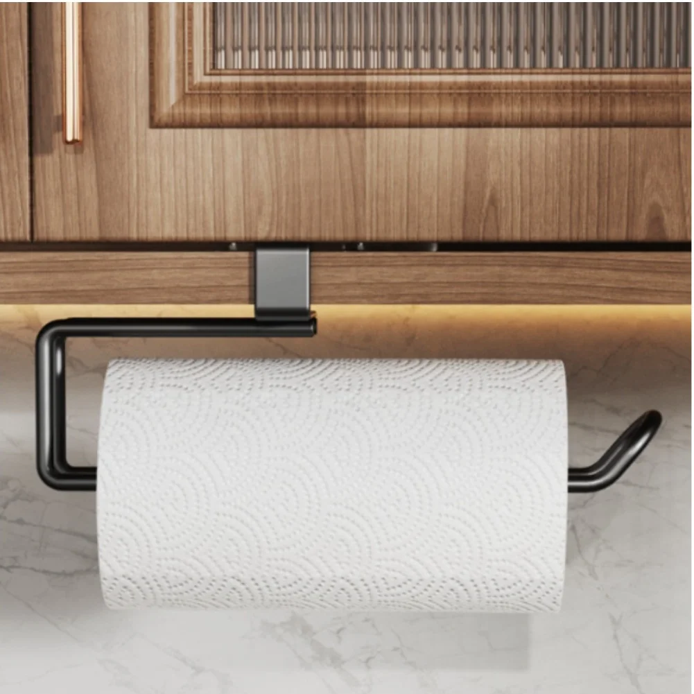 Paper Towel Holder Stainless Steel Under Cabinet No Drill Clip Mount for Towels Foil Plastic Wrap Kitchen Organizer