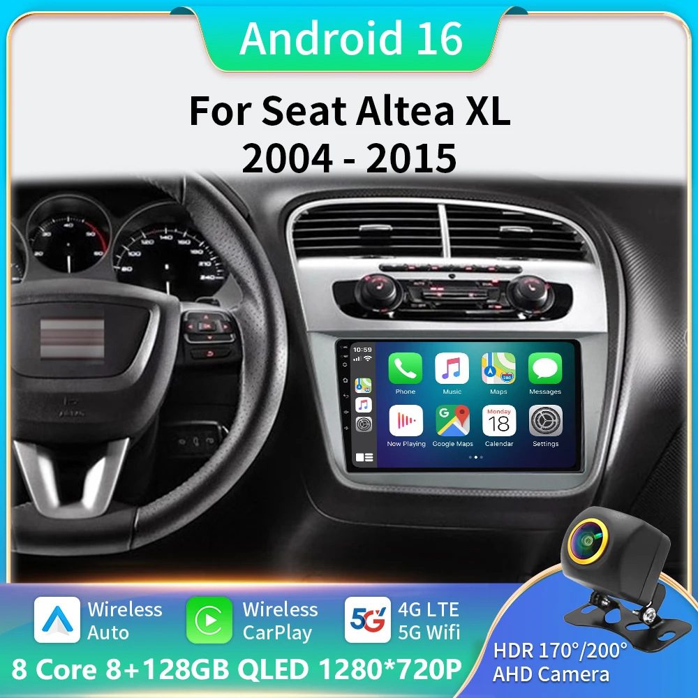 

Car Android 16 Radio For Seat Altea XL Toledo 2004-2015 Auto Stereo Multimedia Player GPS Navigation Carplay QLED Touch Screen