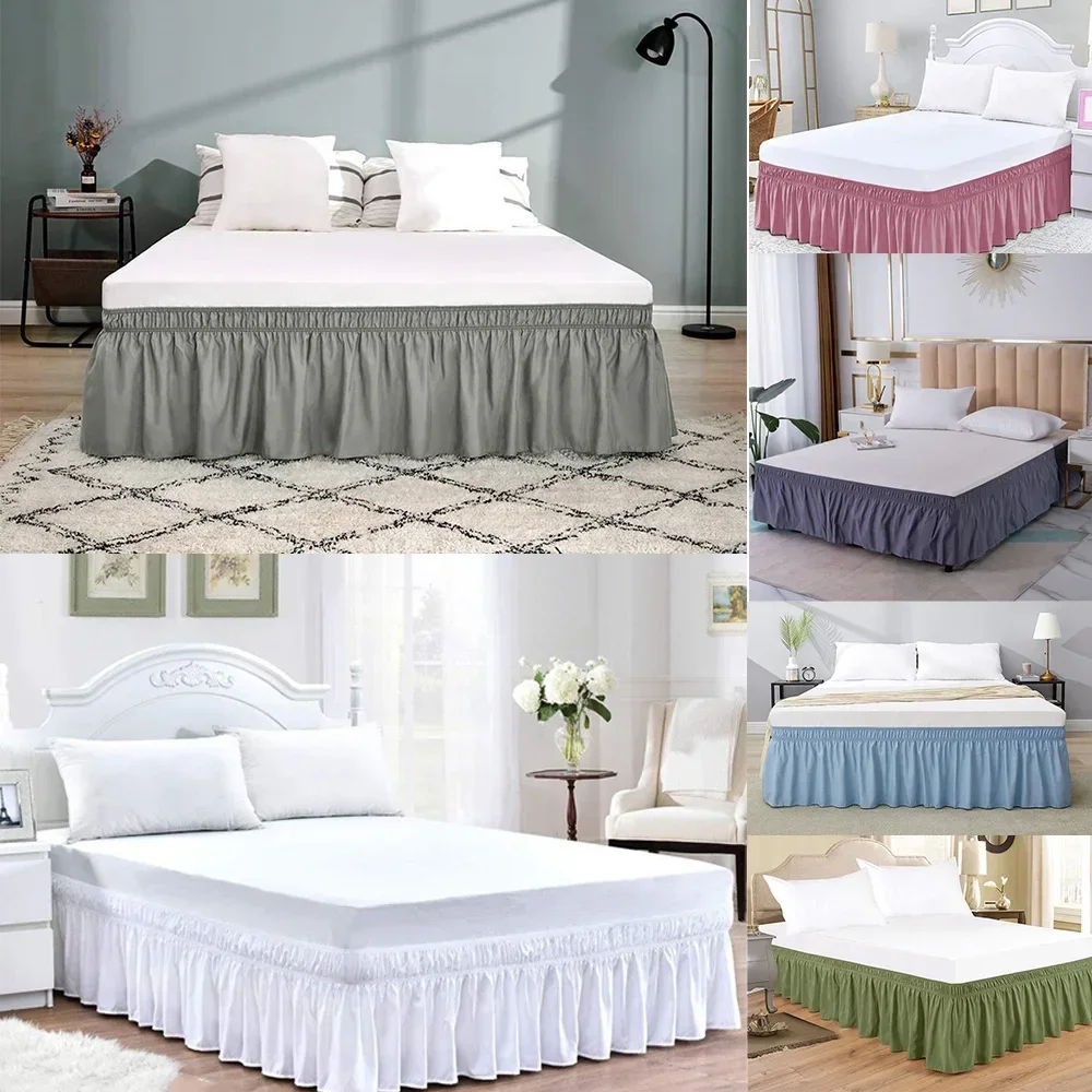 Bed Skirt Solid Color Wrap Around Elastic Bed Shirts Without Bed Surface Bed Skirts 38cm Height Home Hotel Use / Bedspread