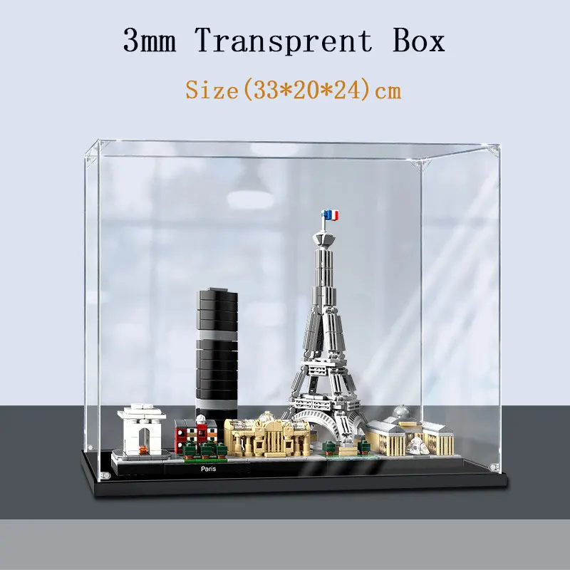 Acrylic Display Box For 21044 The Pairs Skyline Dustproof Clear Display Box Showcase Kid‘s Xmas Gift Not Include The Model