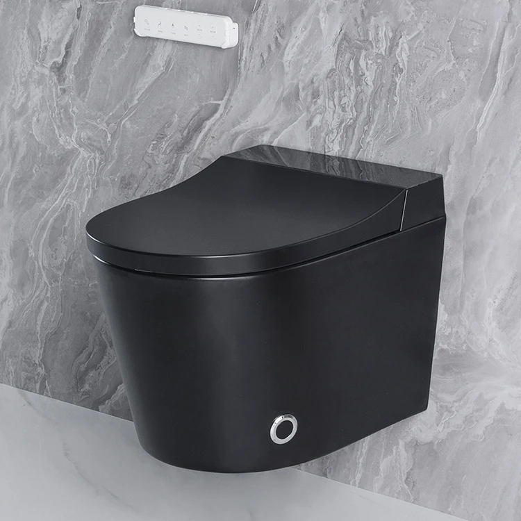 

Скрытый бачок Интеллектуальный матовый черный настенный автоматический умный унитаз