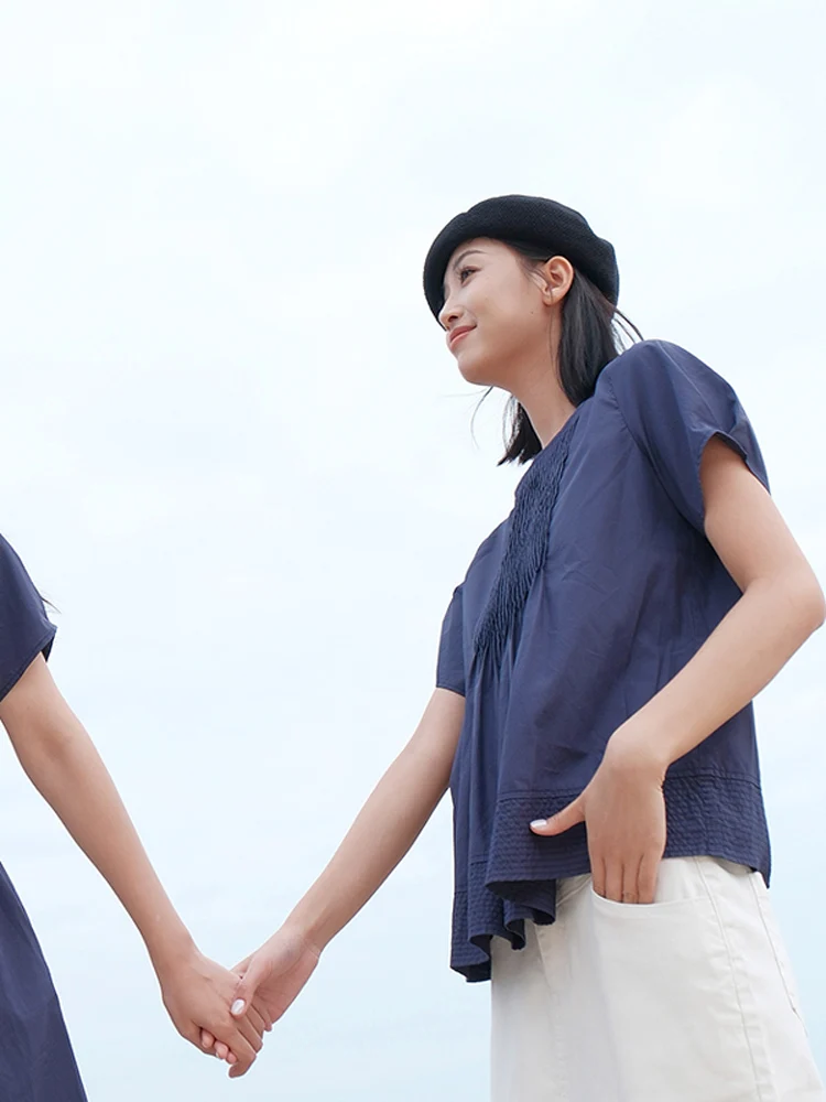 

Новинка: Женский хлопковый топ свободного кроя с круглым вырезом, однотонный, в художественном стиле, летний, повседневный, от Bukhara Original