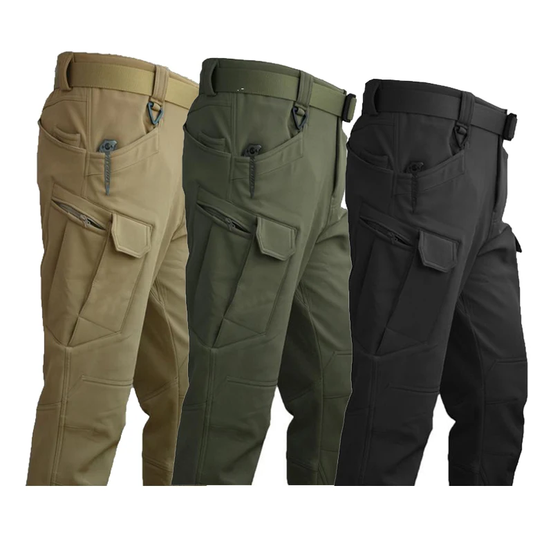

Men Winter Waterproof Cargo Pants Climbing SkiingTrekking Fleece Fishing Tactical Sharkskin Camping Hiking Trouser