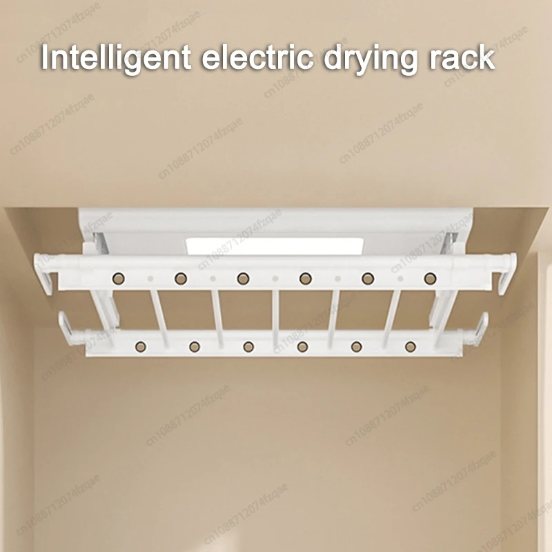 Mini tamanho pequeno controle remoto levantamento retrátil dobrável inteligente rack de secagem roupas motor dc iluminação led rack de secagem