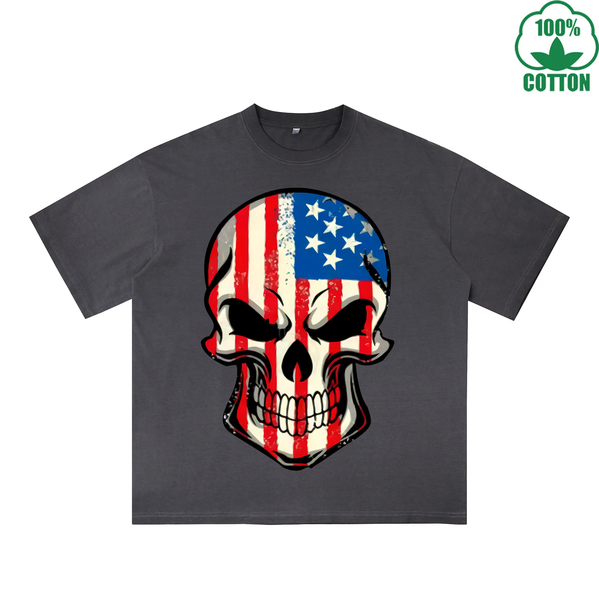 

Футболка Freedom Skull Rebel Patriot с принтом, эффектом потертости, 230 г, разноцветная, свободного кроя, модная, 100% хлопок, с коротким рукавом