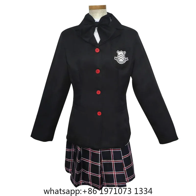 Anime Persona 5 Kasumi Yoshizawa Cosplay Costume Wigs School Uniform Dress Red Hair Halloween Women Costumes Black Suit Carnival