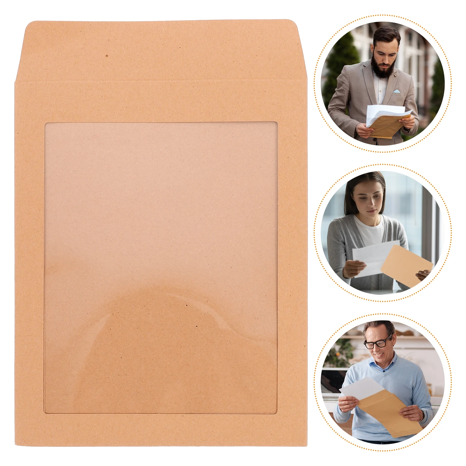 

25pcs Transparent Kraft Paper Document Bags 22x17cm Sealed Window Envelopes for Greeting Cards Invitations Mailing Folder