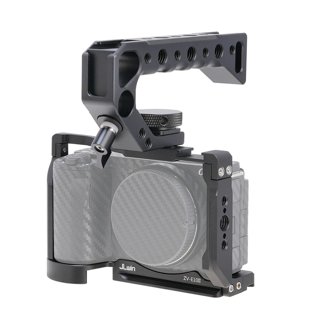 FOTGA ZV-E10 II هيكل قفصي الشكل للكاميرا مع مقبض خشبي قبضة اليد العلوية الإفراج السريع لوحة قفص عدة واقية لكاميرا سوني ZV-E10 II