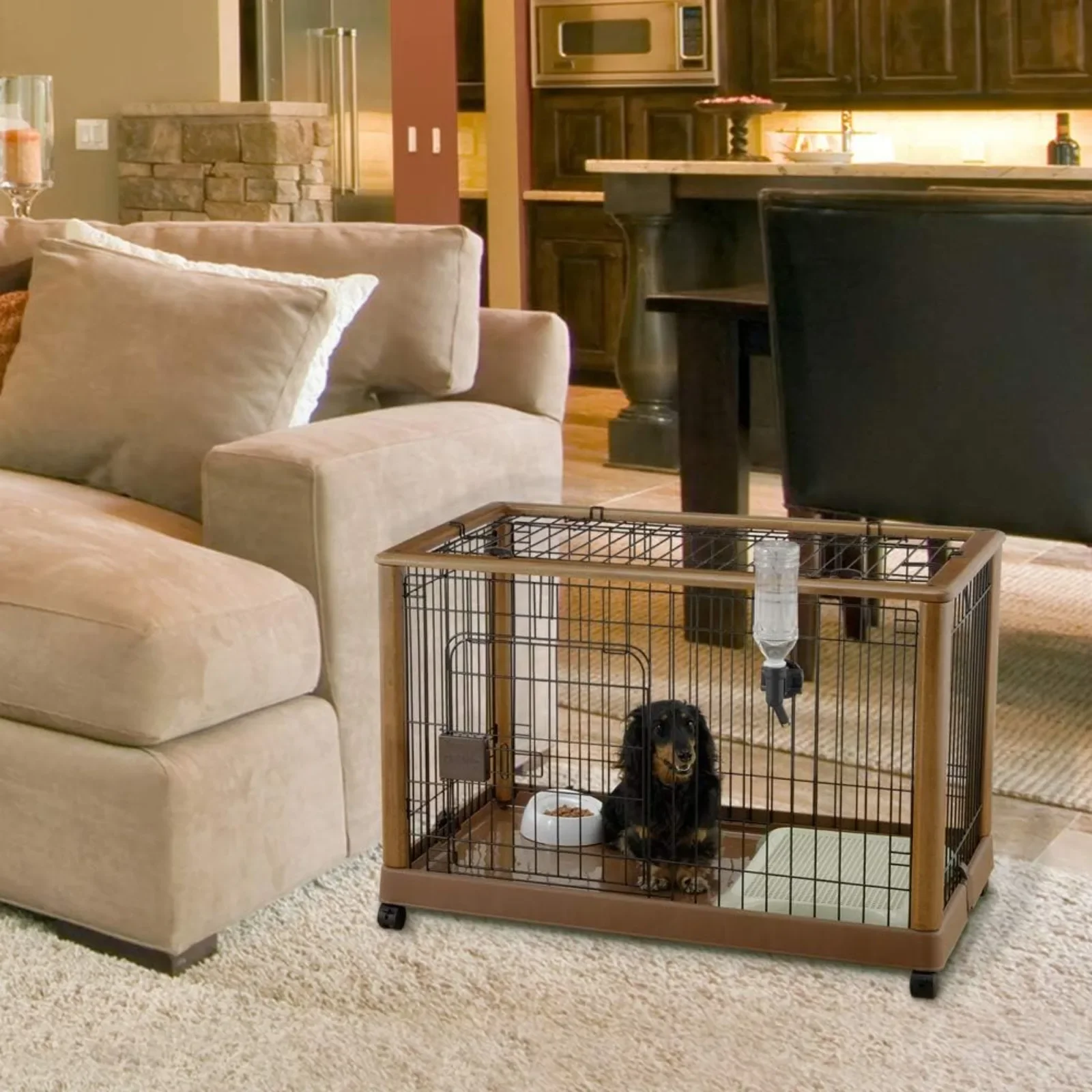 US Wood Mobile Pet Pen 940, Autumn Matte Finish