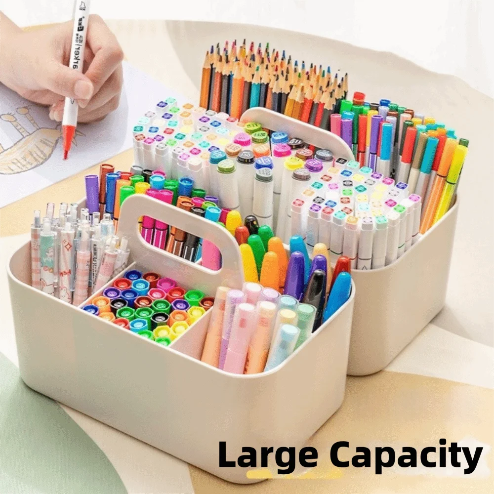 Organizador de Cosméticos con Diseño Dividido, Soporte Portátil con Asa, Organizador de Bolígrafos, Organizador de Escritorio Multifuncional Ajustable para Estación de Trabajo