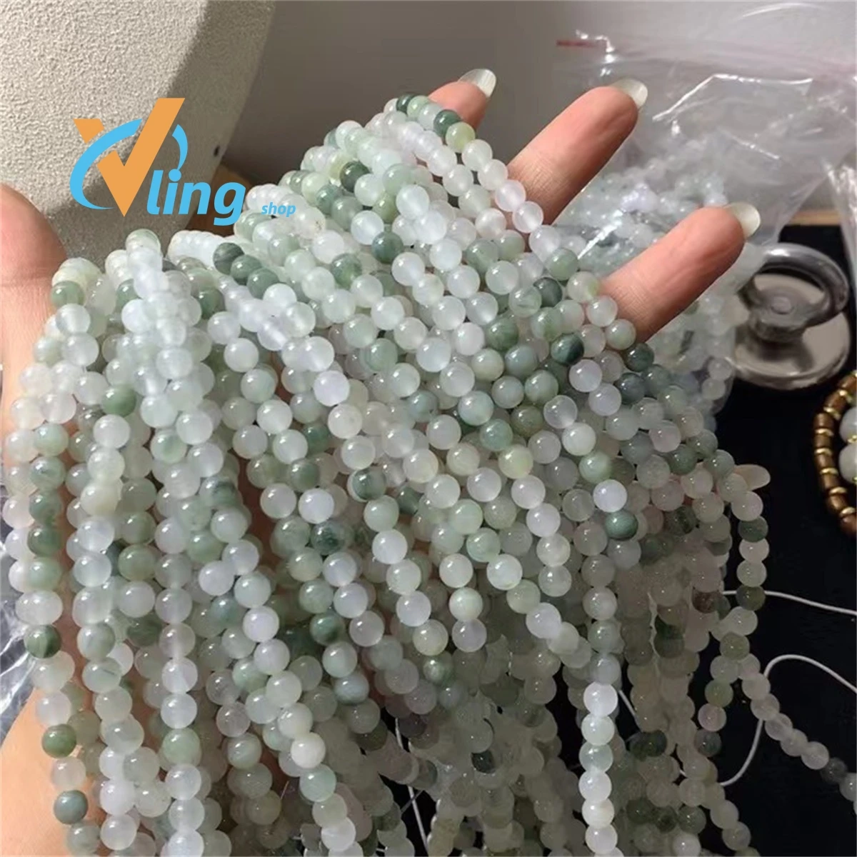 Xinjiang Tianshan Cuisanzhu Wholesale Round Beads Ice Jade Beads Old Beads Barrel Beads Semi-finished DIY Accessories