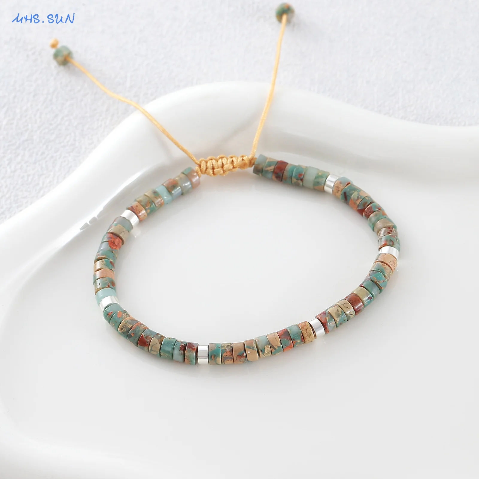 MHS.SUN Multicolour Natural Stone Beaded Bracelets Classic Handmade Braided Rope Bracelet Party Jewelry Gift For Women Men