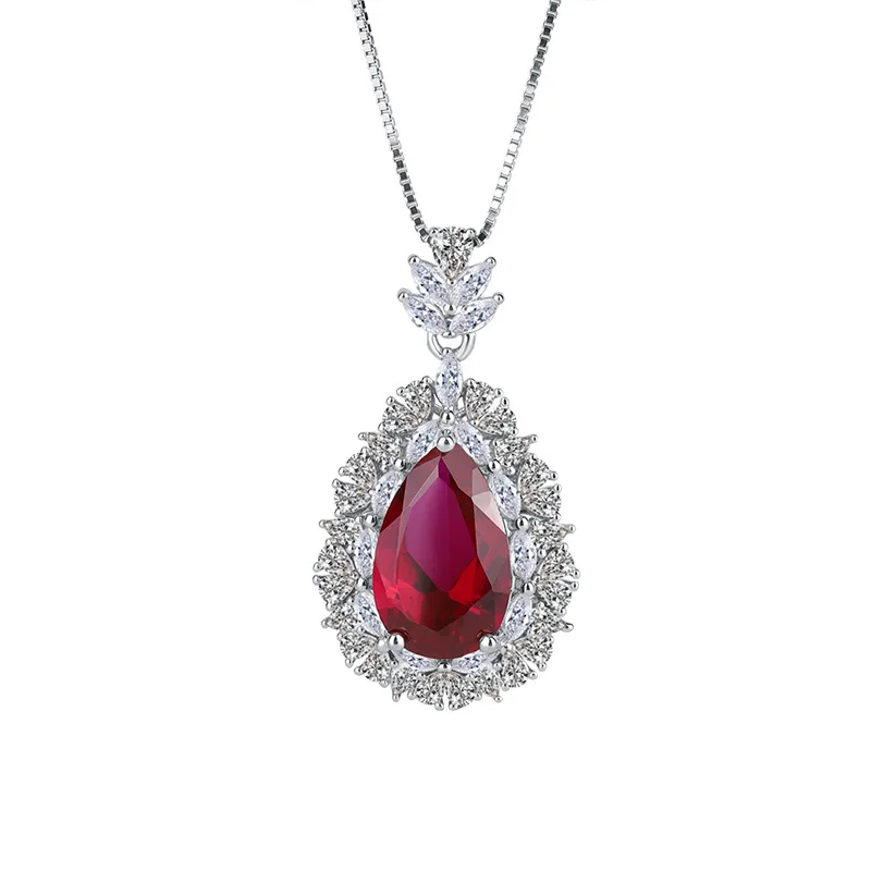 

New fashion trend S925 silver inlaid 5A zircon ladies personality high-end emerald treasure Pala inlaid denier pendant