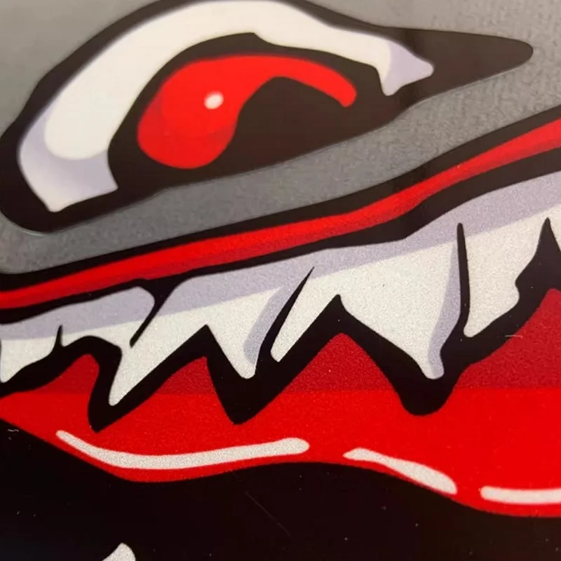 Teeth Shark Reflective 3D Stickers Large Size Motorcycle Scooter Decoration Car Body Waterproof Decal For Piaggio Sprint GTV GTS