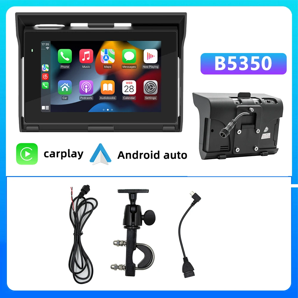 Motorcycle Portable 5 Inch MP5 Player 800x480 Display Bluetooth 5.0 Support CarPlay Android Auto Multi‑Language