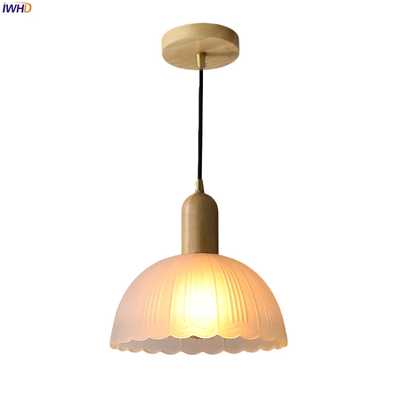 

IWHD Frosted Glass LED Hanging Lamps Bedroom Dining Living Room Restaurant Nordic Modern Home Decoration Pendant Light Luminaria