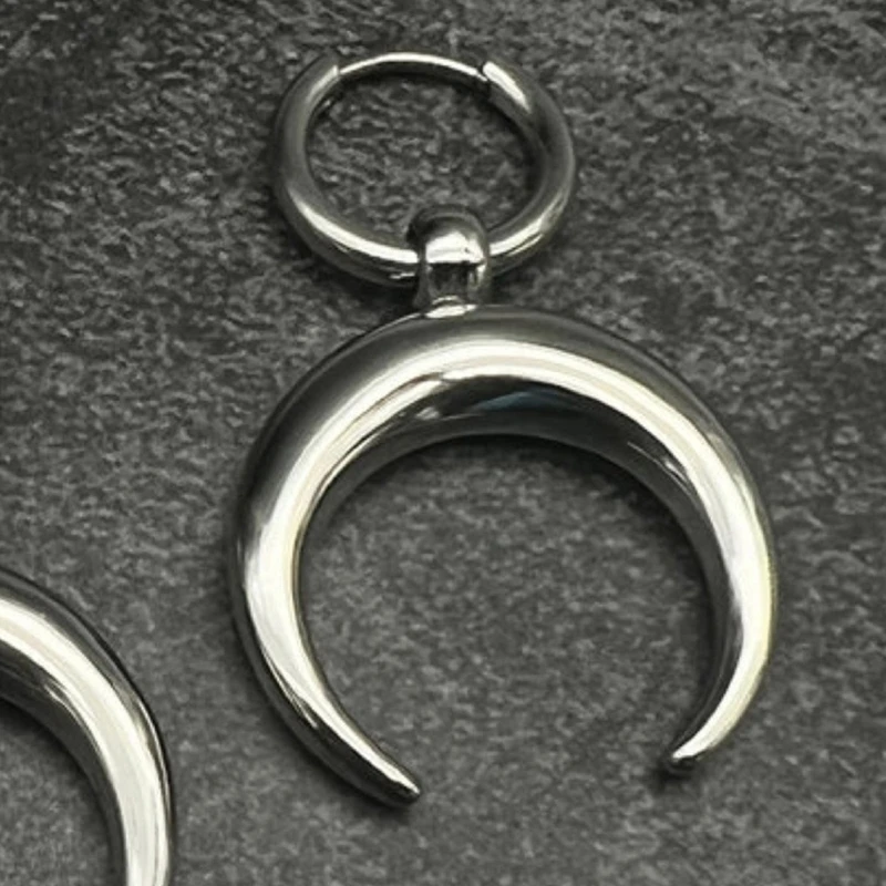 40GC 1 Pair Minimalist Metal C Shape Earings Vintage Moon Hoop Earrings for Women