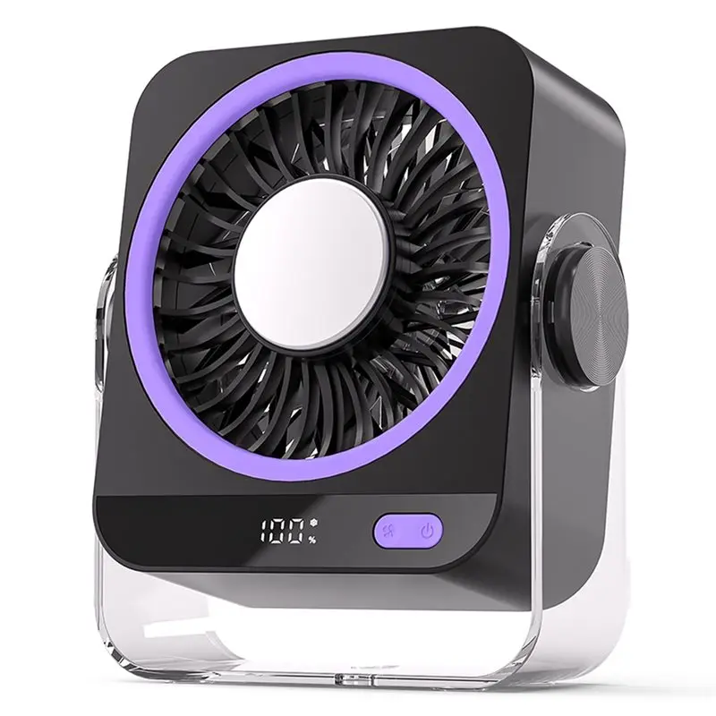 【ESSENTIALS 】2026 New Portable Desk Fan, USB Rechargeable Small Personal Ice Cooling Fan, Ultra Quiet 180° Tilt Wall-Mounted Fan