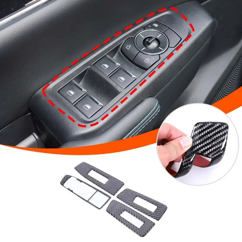 

For Ford Ranger/Ranger Raptor US version 2024+ Car glass lift switch sticker Soft carbon fiber interior accessories RHD