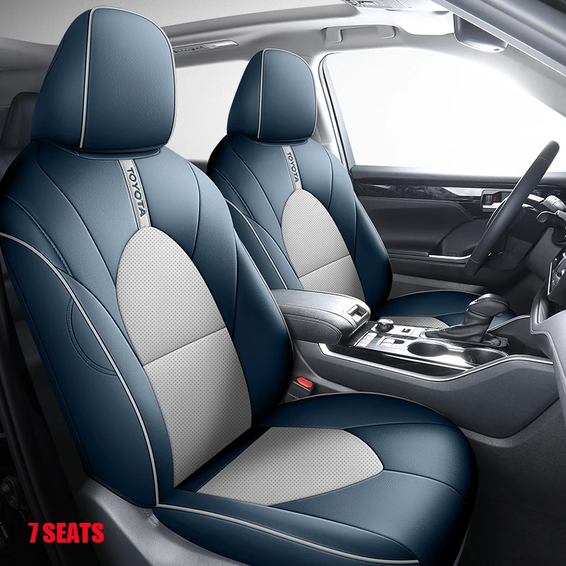 Luxury Full Set Car Seat Covers Fit for Toyota Highlander 2022-2024 Three-Row Model 7 Seats Seat Cushion Automotive Parts-Black