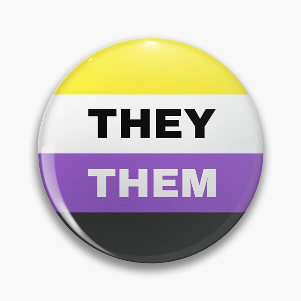 Pride Rainbow Flag Tinplate Brooches LGBT Gay Lesbian Button Pins THEY/THEM SHE/HER HIS/HIM Pansexual Badges Backpack for 44mm
