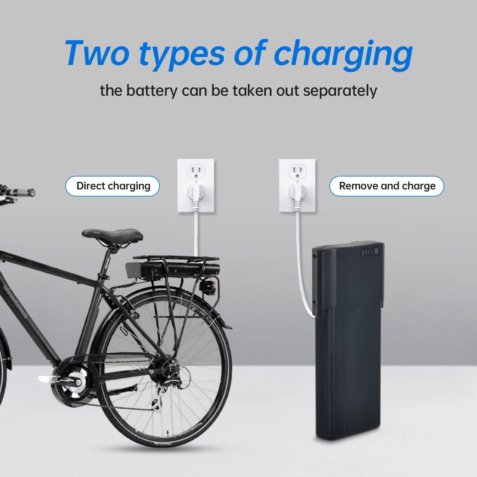 Rear rack ebike battery 36v 8.8ah 10.4ah 11.6ah 14ah electric bike batteries with BMS Charger 36v lithium ion akku for 350w 500w