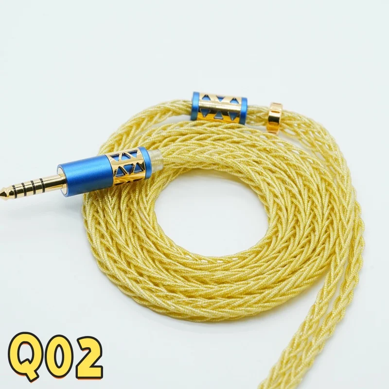 Premium XINHS Q02 12 Strands Pure Silver Gold Plated Foil Earphone Cable MMCX 0.78 2PIN