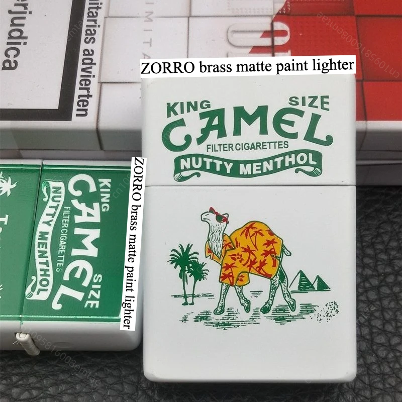 

Зажигалка ZORRO Desert Oasis Brass Matte Paint, классическая ветрозащитная зажигалка с колесиком, аксессуары для сигарет, подарок для мужчин