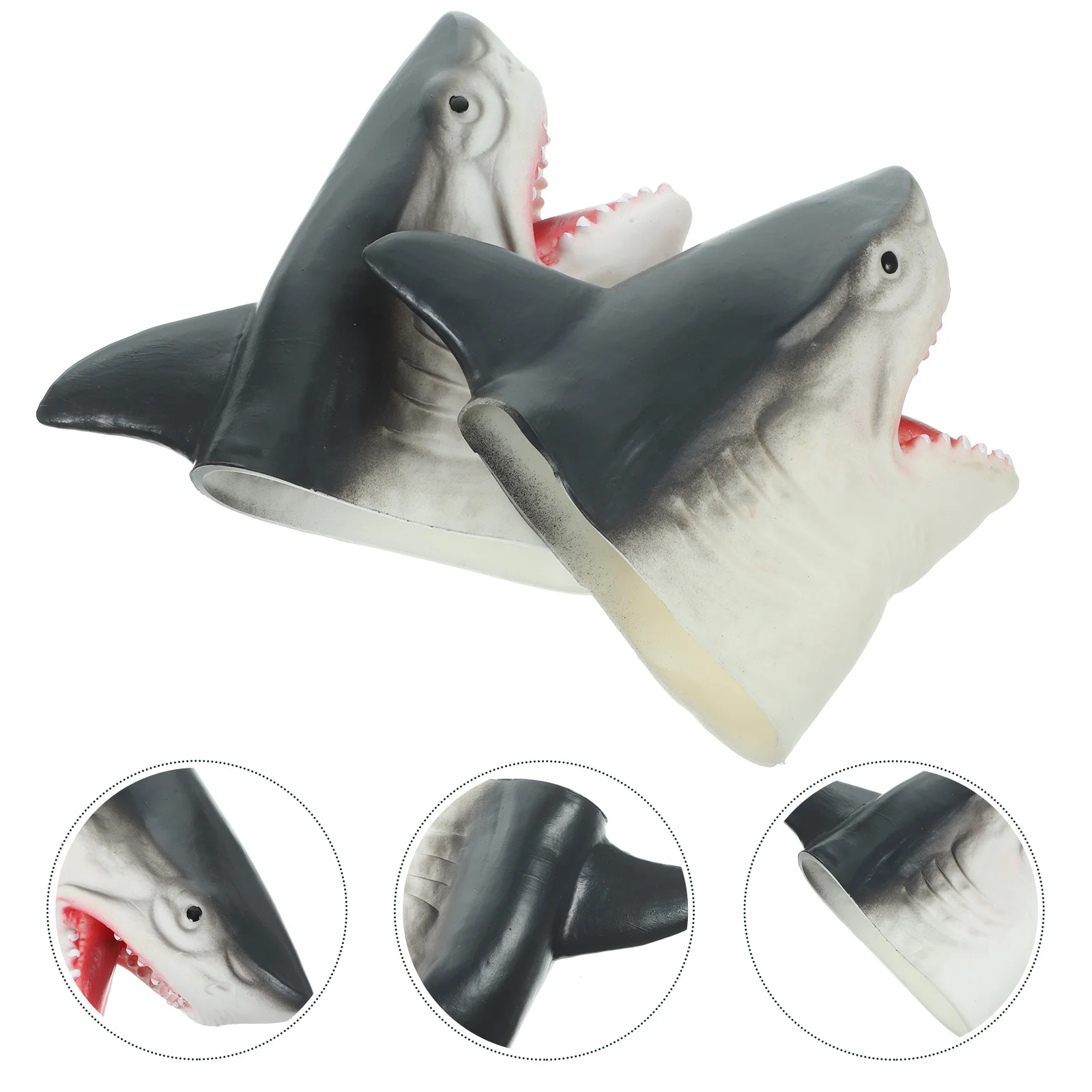 2 Pcs Animal Head Soft Rubber Shark Puppet Toys Bite Finger Character Plastic Vinyl Role Play Hand Biting Game