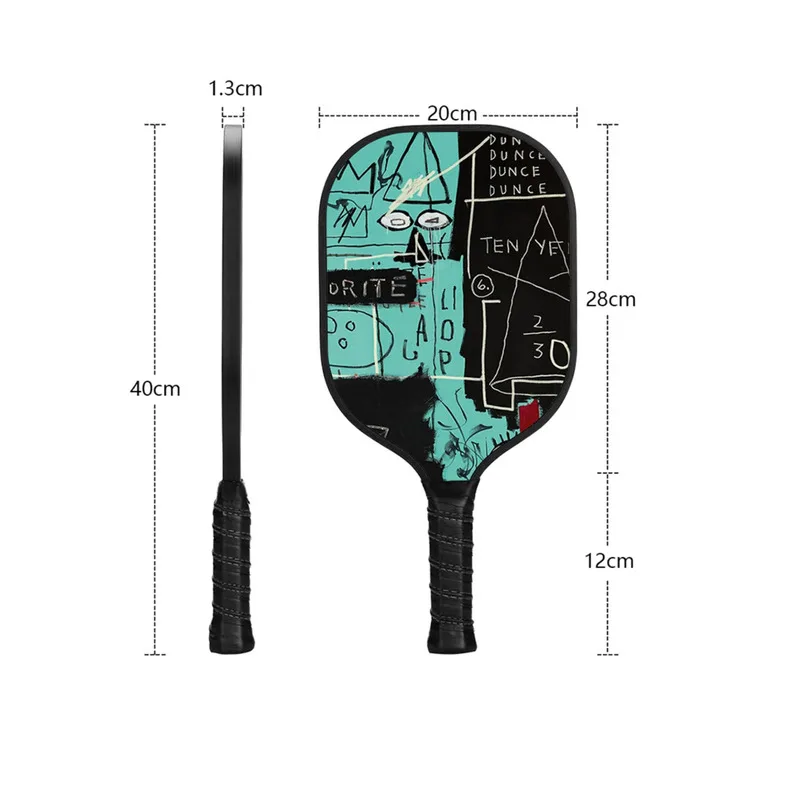 Street Trend Stickers Carbon Fiber Single Pickleball Paddle Men's Cool Professional Racket  Single Racket with Two Balls